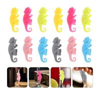12 - Piece Silicone Lizard Wine Glass Markers Set: Animal - Shaped Cup Charms & Rim Markers - Random Color Drink Identifiers for Bar Parties, Fits Wine Glasses & Tumblers