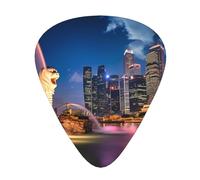 12-Piece Singapore Fishtail Lion Patterned Guitar Pick Set - Available in 3 Thicknesses, Suitable for Acoustic and Electric Guitars