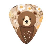 12-Piece Sitting Bear Patterned Guitar Pick Set - Available in 3 Thicknesses, Suitable for Acoustic and Electric Guitars