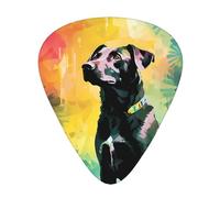 12-Piece Sitting black dog Patterned Guitar Pick Set - Available in 3 Thicknesses, Suitable for Acoustic and Electric Guitars