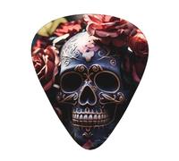 12-Piece Skeleton Flower Rose print Guitar Pick Set - Available in 3 Thicknesses, Suitable for Acoustic and Electric Guitars