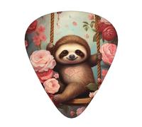 12-Piece Sloth sitting on a swing by the roses Guitar Pick Set - Perfect for Beginners and Professionals (Bass, Electric, and Acoustic Guitars)