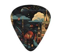 12-Piece small towns Patterned Guitar Pick Set - Available in 3 Thicknesses, Suitable for Acoustic and Electric Guitars