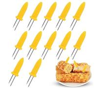 12-Piece Stainless Steel Corn Holders, Corn on The Cob Holders, Creative Corn Cob Forks with PP Handle for BBQ, Secure Grip Cob Handles for Grilling, Picnics Kitchen Use