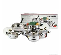 12-Piece Stainless Steel Saucepan and Cookware Set - Durable Pots and Pans with Glass Lids, Induction & Gas Hob Compatible, Easy-Clean Kitchen Cooking Equipment for Everyday Use