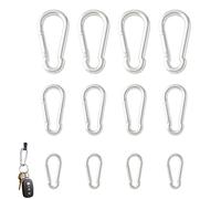 12 Piece Stainless Steel Spring Hook Set in Various Sizes, Heavy Duty Snap Hooks & Spring Clasps, Ideal for Household, Workshop, Outdoor, Bags and Backpacks