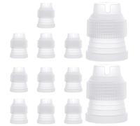 12-Piece Standard Cake Decorating Coupler Set - White Plastic Piping Nozzle Adaptors for Icing Tips (Universal Fit for Decorating Bags)