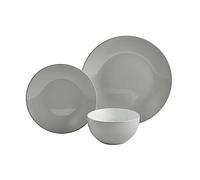 12-Piece Stoneware Dinner Set, Modern Design, Grey
