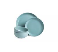 12-Piece Stoneware Dinnerware Set, Duck Egg Blue, Matte Glaze, 4 Place Settings