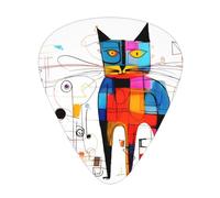 12-Piece Strange Cat Patterned Guitar Pick Set - Available in 3 Thicknesses, Suitable for Acoustic and Electric Guitars
