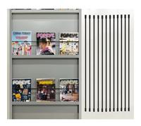 12-Piece Sturdy Black Stainless Steel Shelf Guard Rail Set, Fall Prevention Bar for Barn Door, Magazine Rack, Wine Cabinet & Bookshelves (15in/38cm)