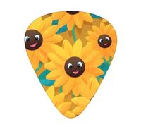 12-Piece Sunflower Avatar Patterned Guitar Pick Set - Available in 3 Thicknesses, Suitable for Acoustic and Electric Guitars