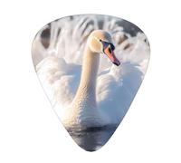 12-Piece Swimming white swans print Guitar Pick Set - Available in 3 Thicknesses, Suitable for Acoustic and Electric Guitars