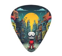 12-Piece The mechanical city with red figures print Guitar Pick Set - Available in 3 Thicknesses, Suitable for Acoustic and Electric Guitars