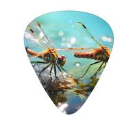 12-Piece The Quiet Dragonfly Patterned Guitar Pick Set - Available in 3 Thicknesses, Suitable for Acoustic and Electric Guitars