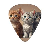 12-Piece Three kittens Patterned Guitar Pick Set - Available in 3 Thicknesses, Suitable for Acoustic and Electric Guitars