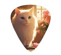 12-Piece Tibetan long-haired cat Patterned Guitar Pick Set - Available in 3 Thicknesses, Suitable for Acoustic and Electric Guitars