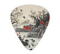 12-Piece Traditional landscape painting print Guitar Pick Set - Available in 3 Thicknesses, Suitable for Acoustic and Electric Guitars