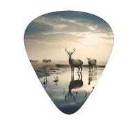 12-Piece Tranquil River Patterned Guitar Pick Set - Available in 3 Thicknesses, Suitable for Acoustic and Electric Guitars
