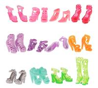 12 Piece Trendy Multiple Styles High Heel Sandal Boots Shoes for Doll