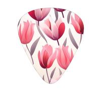 12-Piece Tulip Illustration Patterned Guitar Pick Set - Available in 3 Thicknesses, Suitable for Acoustic and Electric Guitars