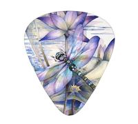 12-Piece Ukulele, Bass, Electric and Acoustic Guitar Pick Set-Must Have for Guitars Players-dragonfly on lotus flower