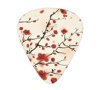 12-Piece Ukulele, Bass, Electric and Acoustic Guitar Pick Set-Must Have for Guitars Players-Japanese Spring Plum Floral