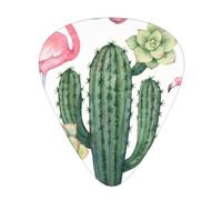 12-Piece Ukulele, Bass, Electric and Acoustic Guitar Pick Set-Must Have for Guitars Players-Pink Flamingo Succulent Plants