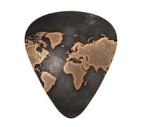 12-Piece Ukulele, Bass, Electric and Acoustic Guitar Pick Set-Must Have for Guitars Players-Rust World Map