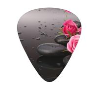 12-Piece Ukulele, Bass, Electric and Acoustic Guitar Pick Set-Must Have for Guitars Players-Spa Stone And Rose Flowers