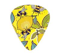 12-Piece Ukulele, Bass, Electric and Acoustic Guitar Pick Set-Must Have for Guitars Players-Yellow Lemon and Bee