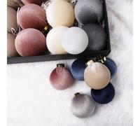 12 Piece Velvet Christmas Ball Ornaments Set with Hanging Ribbons for Seasonal Party Decorations, Classic European Style Design for Festive Home Ambiance (8CM Red Green Blue)