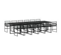 (12 piece) vidaXL Garden Dining Set Outdoor Dining Set Table and Chair Black Poly Rattan