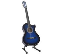 12 Piece Western Classical Guitar Set with 6 Strings Blue 38 | Solid basswood body,63 cm scale,cutaway design,bag with strap,picks and holder,string crank,capo,tuner,guitar holder