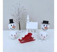 12-Piece Winter Snowman House Sleigh Desktop Diorama Decor Set (Off White) | Complete Accessory Set with Hot-Melt Glue Stick for Holiday Table Decor Handmade Craft Diorama Project