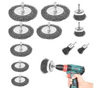 12 Piece Wire Brush Drill Set, 6 mm Wire Brush Cordless Screwdriver, with Hexagonal Bar, Metal Brush, for Polishing and Grinding.
