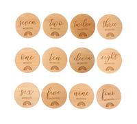 12 Piece Wooden Baby Milestone Discs Double Sided Photo Props | Polished Smooth Finish, Safe near Baby, Natural Wood Tone, Keepsake for Nursery Decoration and Social Media Posts