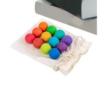 12-Piece Wooden Rainbow Balls - Educational Game Counting and Sorting Toy | Grasping Plaything for, Children, Girls, Home Learning, Early Math, Color Recognition, Motor Skill Development