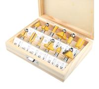 12 Piece Woodworking Router Bit Set 8mm Shank Carbide Cutting Edge | 8mm shank carbide set with clear markings for trimmer and engraver use
