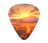 12-Piece Yellow sunflowers at sunset Guitar Pick Set - Perfect for Beginners and Professionals (Bass, Electric, and Acoustic Guitars)