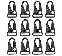 12 Pieces 1 Inch Enlarged Mouth Clip Sling Clasp Hook for Keychain Snap Hooks Outdoor Bag Backpack Tactical Carabiners, 1" Black (12-pack), 1.98*1.28*0.15"