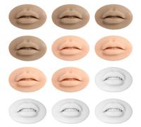 12 Pieces 3D Silicone Lips For Makeup Training, Realistic Fake Lips For Tattoo Practice, Soft Silicone Skin For Permanent Makeup And Beauty Application