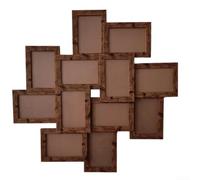 12 Pieces 4x6 Collage Frame Set Constructed from MDF for Lasting Use, Rotary Tabs Designed for Quick Photo Changes, Includes Numbered Assembly Guide (Palm wood grain)