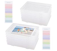 12 Pieces 5" x 7" Plastic Photo Storage Box with Label Stickers, Clear Picture Box with Hinged Lid, Photo Case Storage Containers Crafts Project for Scrapbook Papers Postcard (12 Pieces Transparent)