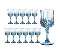 12 Pieces 7 oz Plastic Wine Glasses Blue Reusable Vintage Wine Goblets Blue Plastic Gin Glasses Unbreakable Drink Glasses Water Goblets for Parties Weddings Outdoor Events BBQ Picnics