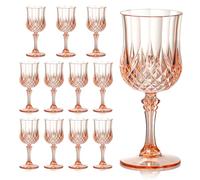 12 Pieces 7 oz Plastic Wine Glasses Pink Reusable Vintage Wine Goblets Vintage Plastic Gin Glasses Unbreakable Drink Glasses Water Goblets for Weddings Parties Outdoor Events BBQ Picnics