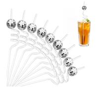 12 Pieces 70s Disco Ball Straws,Mirror Disco Party Favors for Bachelorette, Wedding & Dance Parties Reusable Retro Straws with Mini Disco Ball Toppers Vintage 70s Decorations & Birthday Supplies