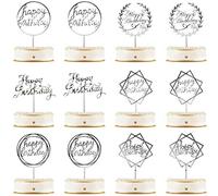 12 Pieces Acrylic Happy Birthday Cake Topper Glitter Cupcake Topper Picks Decorations For Birthday Party Cake Desserts Pastries, 6 Styles