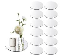 12 Pieces Acrylic Round Mirror Plate, 25cm Circle Tabletop Candle Tray Decor Plates for Weddings, Parties, Christmas Decorations