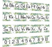 12 Pieces Alphabet Bulletin Board Strips Set Greenery Alphabet Line ABC Alphabets Banner & Number Border Posters for Preschool Kindergarten Classroom Bedroom Playroom (Eucalyptus)